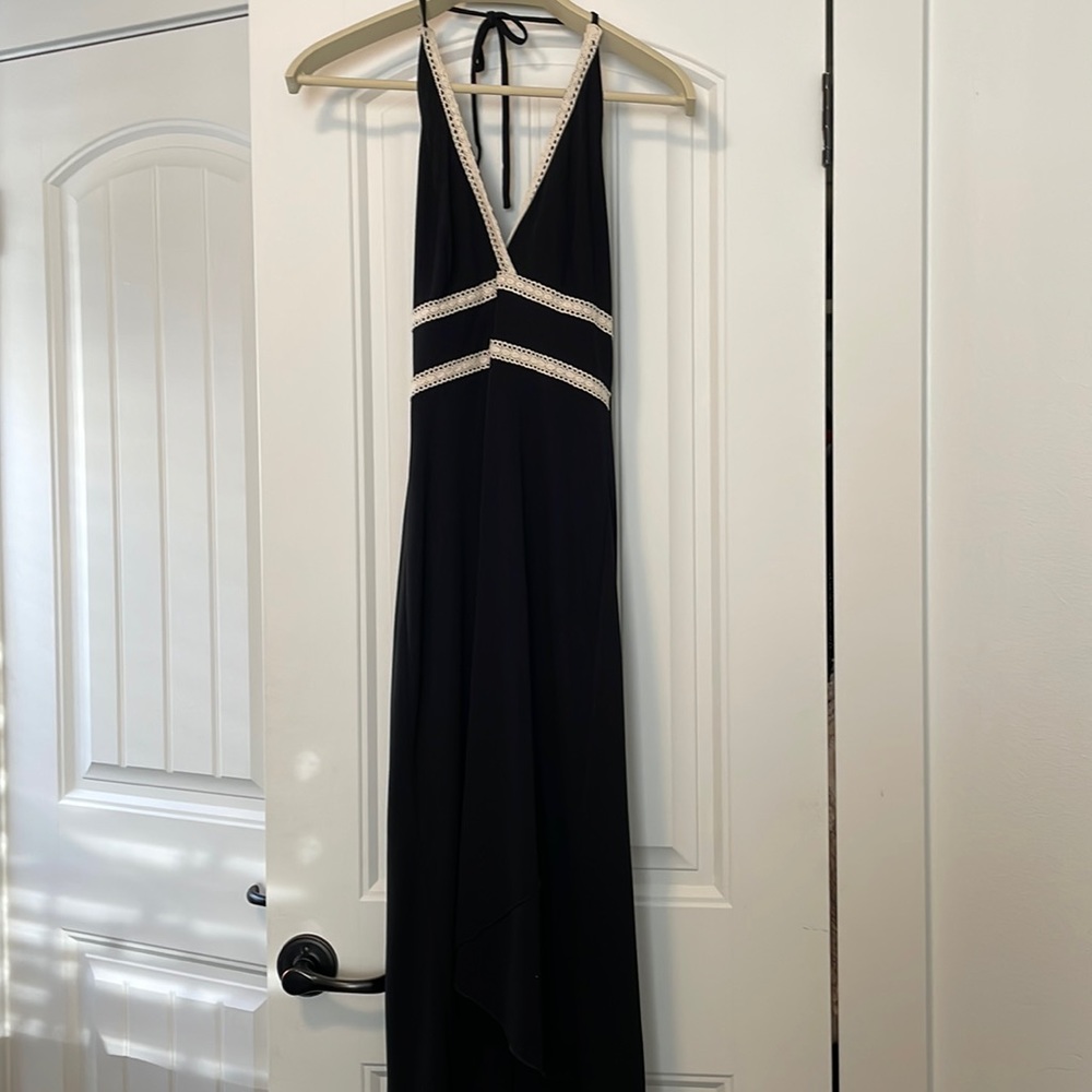 Black halter slip dress
